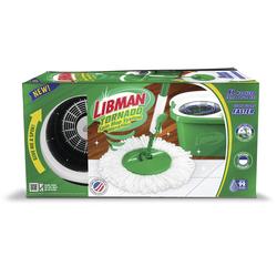 Libman Microfiber Tornado Wet Spin Mop and Bucket Floor Cleaning System with 12 Refills, Green & White