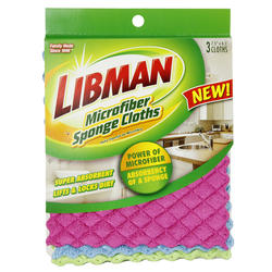 Libman 1482 Microfiber Sponge Cloths - Combines The Best of A Sponge and Dish Cloth, Includes 3 Packs of 3 Sponge Cloths (9 Tota