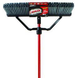 Outdoor Stiff-Bristle Poly Push Broom, 24, Red, Each - mastersupplyonline