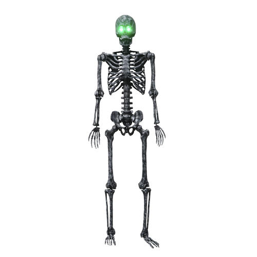Pumpkin Hollow™ 5' LED Posable Halloween Skeleton with Green Eyes