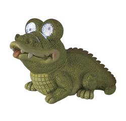 Enchanted Garden™ 11-1/2" LED Solar Resin Crocodile with Animated Eyes