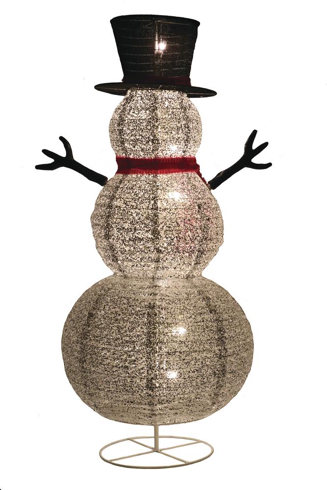 Enchanted Forest® 4' Lighted Silver Tinsel Snowman at Menards®