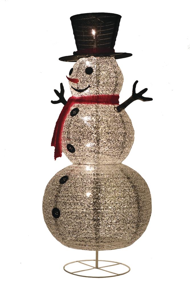 Enchanted Forest® 4' Lighted Silver Tinsel Snowman at Menards®