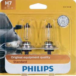 Philips H7 Standard Halogen Replacement Headlight Bulb, 2 Pack 