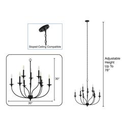 Patriot Lighting® Taurice Matte Black 9-Light Chandelier at Menards®