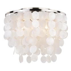 Elsa 16 Inch 3 Light Capiz Shell Flush Mount In Satin Nickel With