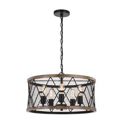 Patriot Lighting® Bodhi Black & Replica Wood 5-Light Pendant at Menards®