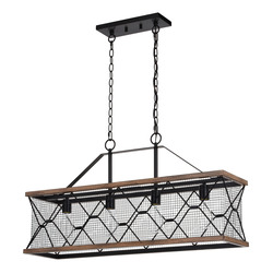 Patriot Lighting® Bodhi Black & Replica Wood 4 Light Island Light