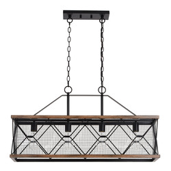 Patriot Lighting® Bodhi Black & Replica Wood 4 Light Island Light