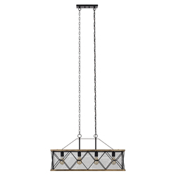 Patriot Lighting® Bodhi Black & Replica Wood 4 Light Island Light