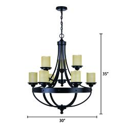 Patriot Lighting® Lancaster 9-Light Black Walnut Chandelier