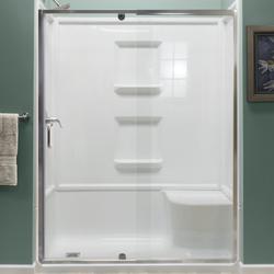Lyons® Linear™ 60"W x 32"D White Single Threshold Right Seated Shower