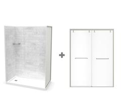 MAAX® Utile Carrara 60"W X 32"D X 84"H Brushed Nickel Shower Kit With ...