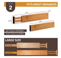 Bamboo Drawer Divider Large 2Pk