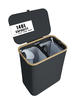 140L Black 2-Section Large Collapsible Laundry Hamper with Lid