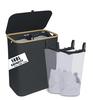 140L Black 2-Section Large Collapsible Laundry Hamper with Lid