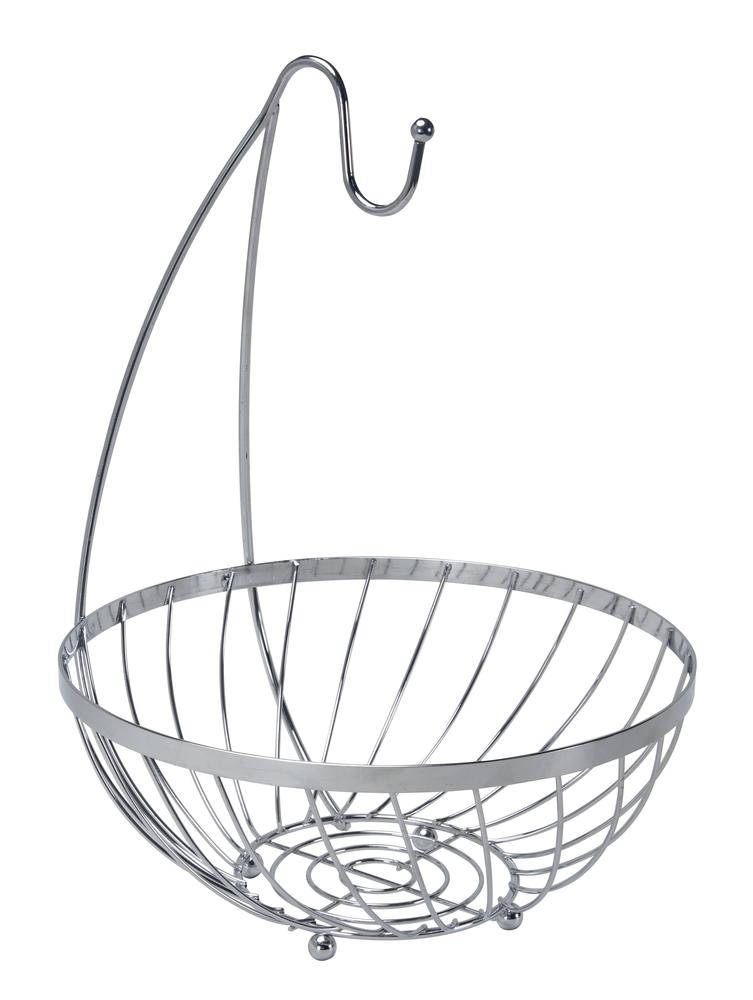 Chrome Fruit Basket with Diagonal Lines