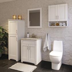 24 inch Small Narrow Bathroom Vanity White with Storage  (23.5Wx18.15Dx35H) CCL208W24