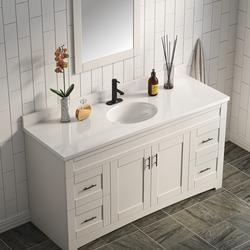 MagickWoods Elements 61"W x 22"D Solid White Cultured Marble Vanity Top ...