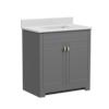 MagickWoods Elements Essex 31"W x 19"D Gray Vanity and White Cultured Marble Vanity Top with Rectangular Integrated Wave Bowl
