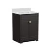 MagickWoods Elements Essex 25"W x 19"D Dark Chocolate Vanity and White Cultured Marble Vanity Top with Rectangular Integrated Wave Bowl