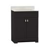 MagickWoods Elements Essex 25"W x 19"D Dark Chocolate Vanity and White Cultured Marble Vanity Top with Rectangular Integrated Wave Bowl