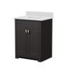 MagickWoods Elements Essex 25"W x 19"D Dark Chocolate Vanity and White Cultured Marble Vanity Top with Rectangular Integrated Wave Bowl
