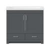 MagickWoods Elements Staverton 36"W x 15-1/2"D Steel Gray Vanity and White Ceramic Vanity Top with Rectangular Integrated Bowl