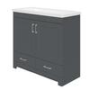 MagickWoods Elements Staverton 36"W x 15-1/2"D Steel Gray Vanity and White Ceramic Vanity Top with Rectangular Integrated Bowl