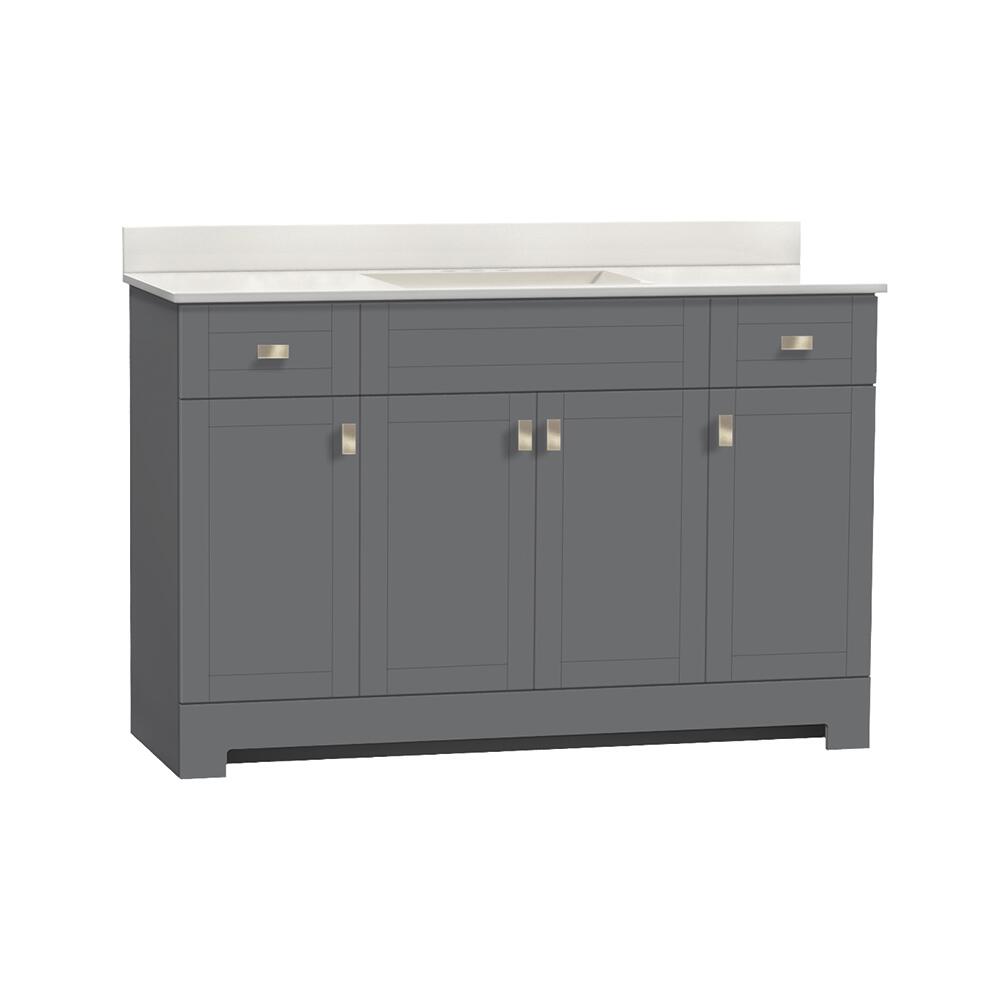 49 in. W x 19 in. D Cultured Marble Vanity Top with White on White Bowl 49 in. W x 19 in. D Cultured Marble Vanity Top with White on White Bowl