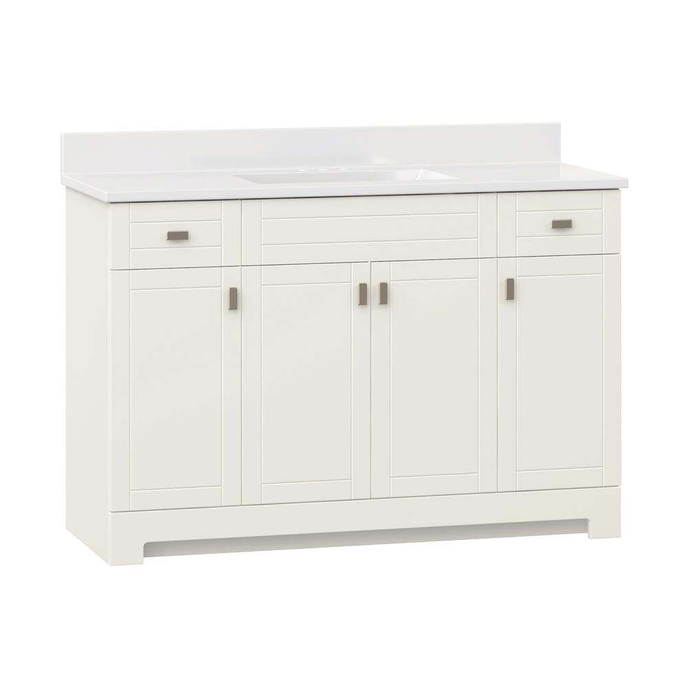 49 in. W x 19 in. D Cultured Marble Vanity Top with White on White Bowl 49 in. W x 19 in. D Cultured Marble Vanity Top with White on White Bowl