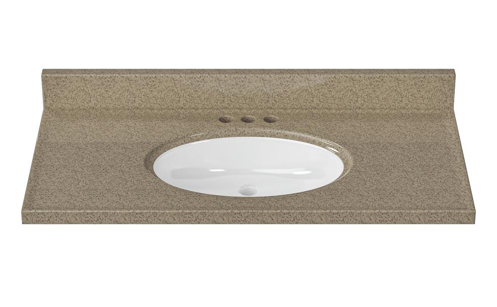 37 in. W x 19 in. D Granite Vanity Top in Beige with White Basin