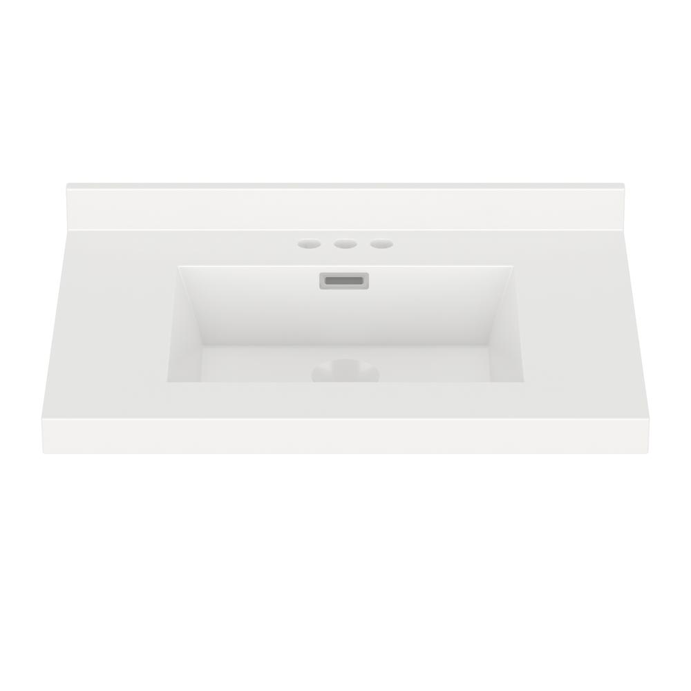 31 in. W x 22 in. D Cultured Marble Vanity Top in White with White Sink 31 in. W x 22 in. D Cultured Marble Vanity Top in White with White Sink