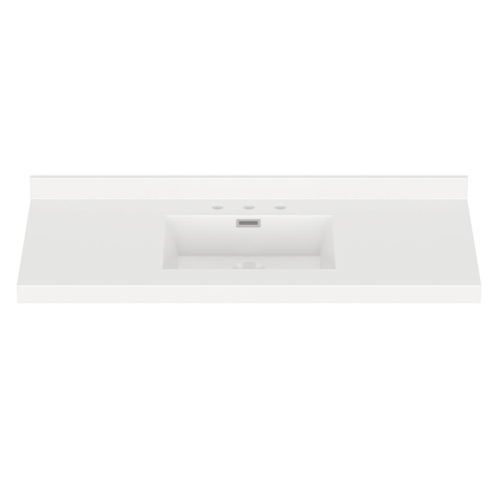 49 in. W x 22 in. D Cultured Marble Vanity Top in White with White Sink