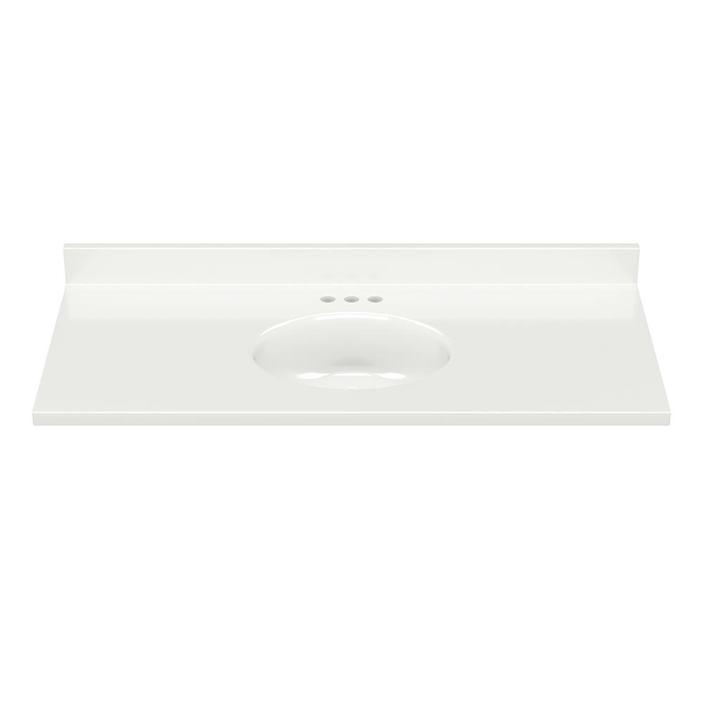 37 in. W x 22 in. D Cultured Marble Vanity Top in White with Solid White Bowl