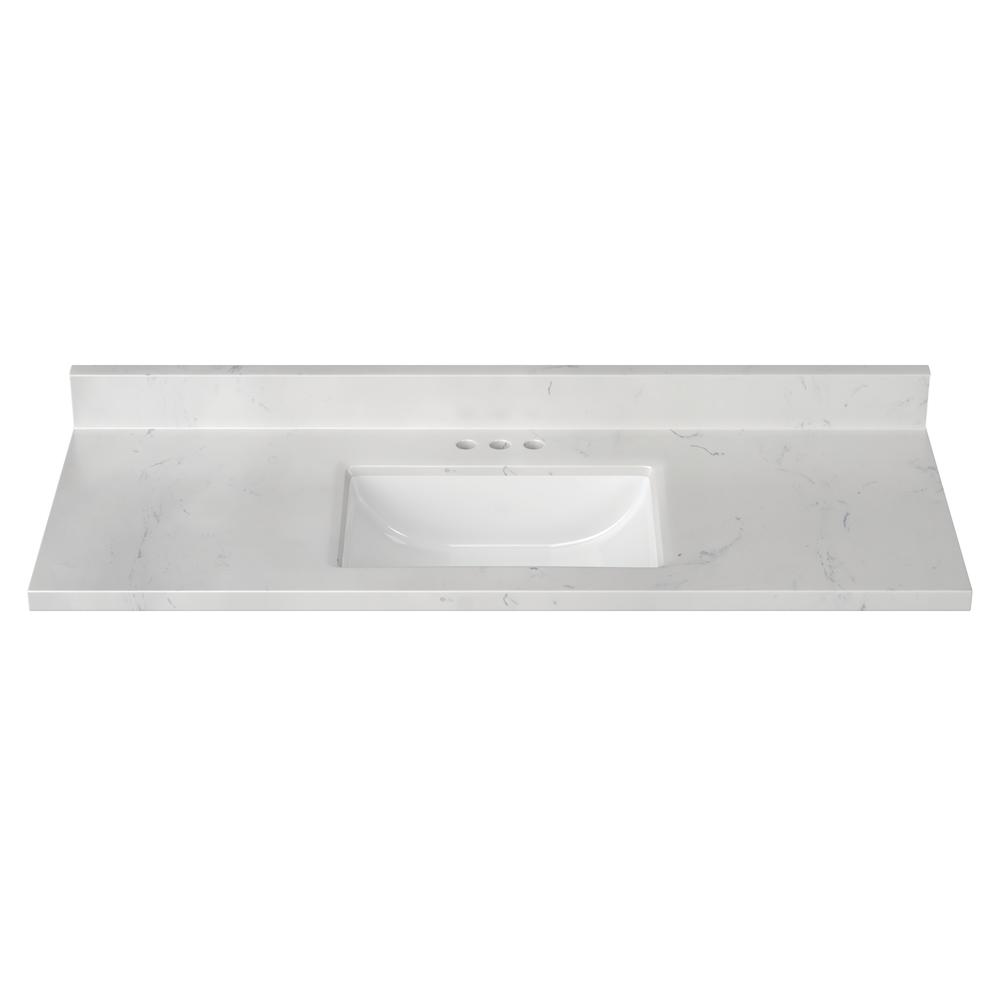 49 in. W x 19 in. D Cultured Marble Vanity Top with White on White Bowl 49 in. W x 19 in. D Cultured Marble Vanity Top with White on White Bowl