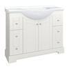 MagickWoods Windsor 41-1/2"W x 19-7/8"D Matte White Vanity and White Porcelain Vanity Top with Semi-Oval Integrated Bowl
