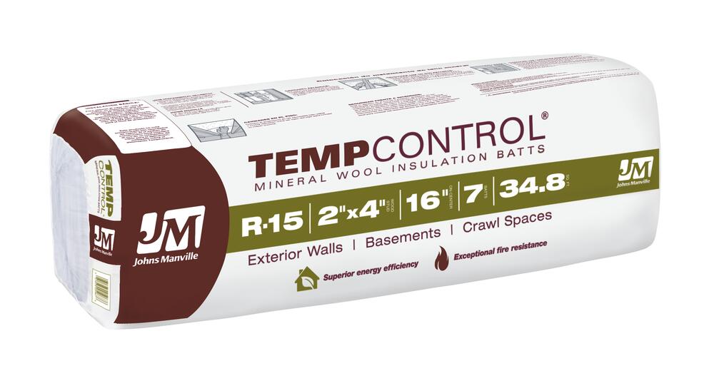 Johns Manville TempControl® R-15 Mineral Wool Insulation Batt 15.25 Johns Manville TempControl® R-15 Mineral Wool Insulation Batt 15.25