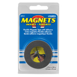 Magnetic Adhesive Tape Roll, 0.5 x 7 ft, Black - Office Source 360
