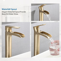 YASINU Single Handle Brushed Gold Bathroom Waterfall Vessel Faucet at ...