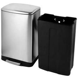 Innovaze 14.5 Gal./55 Liter Rectangle Step-On Stainless Steel Trash Can for  Kitchen, 1 unit - Food 4 Less