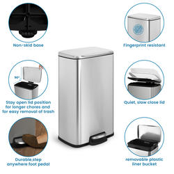 Innovaze 1.3 Gal./5 L Rectangular Matt Black Step-On Trash Can for Bathroom and Office