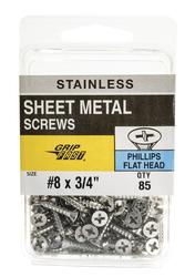 Hillman #8 X 3-Inch Stainless Steel Sheet Metal Screws - 50 Pack, Phillips Flat Head
