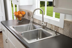 Moen Lainie Dual-mount 33-in x 22-in Stainless Steel Double Offset Bowl  2-Hole Kitchen Sink All-in-one Kit in the Kitchen Sinks department at