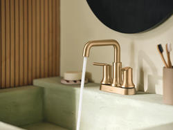 Moen® Zyla™ Two-Handle High Arc Bronzed Gold Bathroom Faucet at