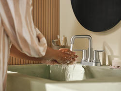 Moen® Zyla™ Spot Resist™ Brushed Nickel Two-Handle High Arc