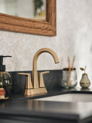 Moen® Mikah™ Two-Handle High Arc Bronzed Gold Bathroom Faucet at