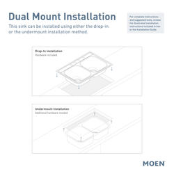 Moen Lainie Dual-mount 33-in x 22-in Stainless Steel Double Offset Bowl  2-Hole Kitchen Sink All-in-one Kit in the Kitchen Sinks department at