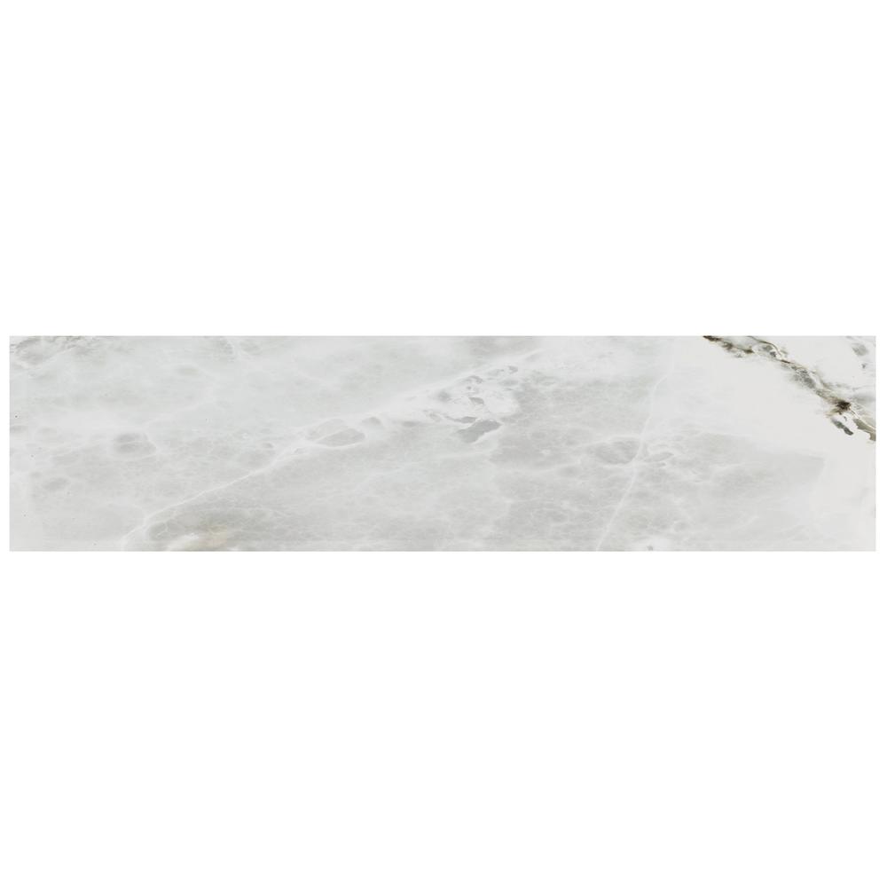 MS International White Glossy 4 x 16 Ceramic Bullnose Trim