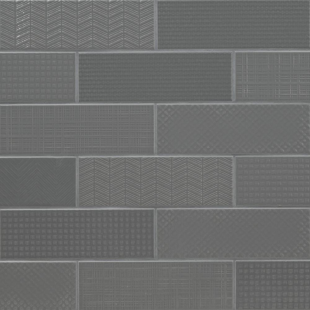 MS International Urbano Glossy Graphite Gray Mix 4 x 12 Ceramic Wall Tile